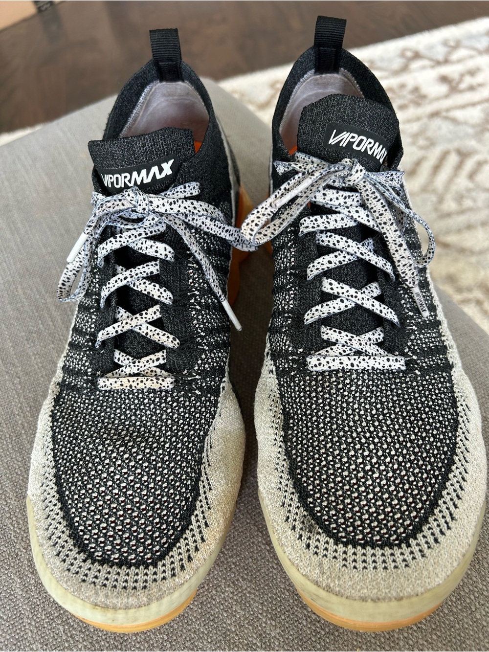 Nike Vapormax Flyknit Men’s Black and Cream with Gum Sole